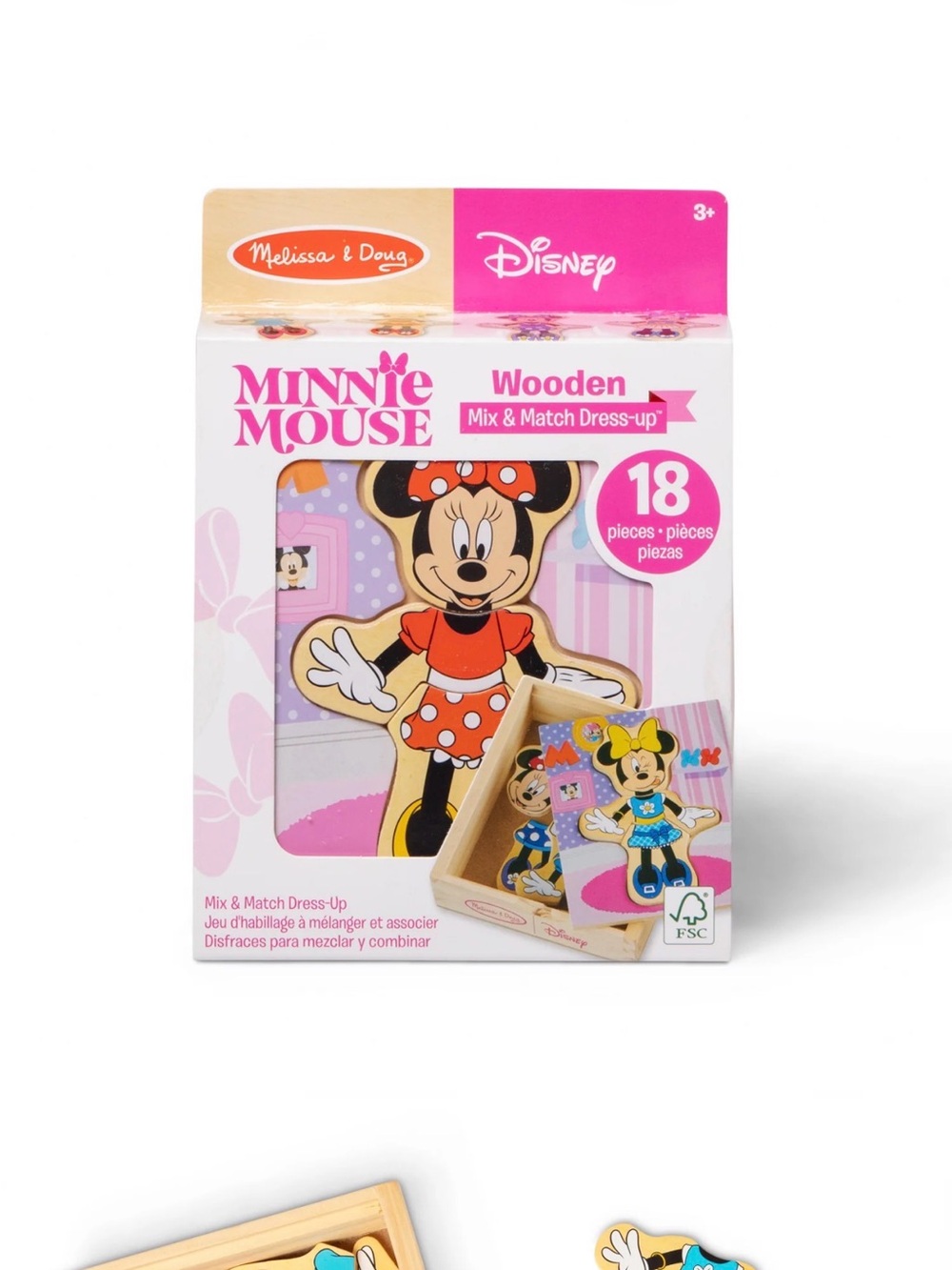 Melissa & Doug Minnie Mouse Wooden Mix & Match Dress-Up Toy - Pink, Red, Yellow